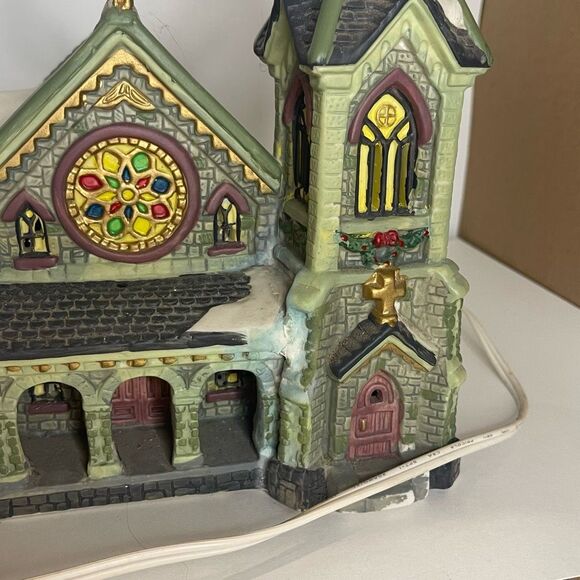 2002 Christmas Streets Church Collection Porcelain House Lighted Window - Picture 12 of 16